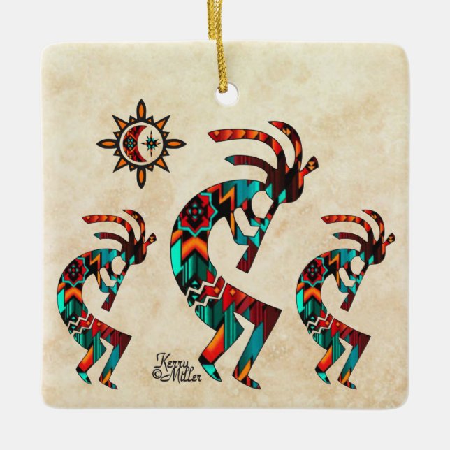 Kokopelli Weihnachtsdekoration Keramikornament (Vorderseite)