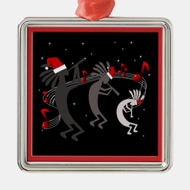 Kokopelli Weihnachtsfeier Silbernes Ornament (Vorne)