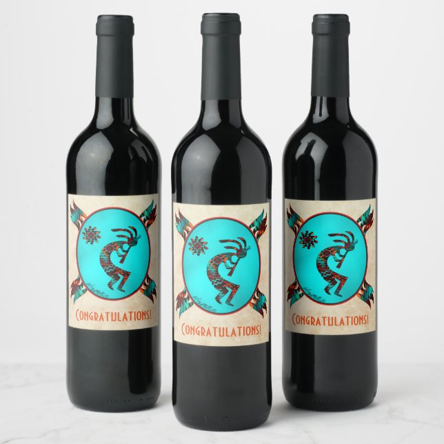 Kokopelli-Weinkarte im Südwesten Weinetikett (Flaschen)