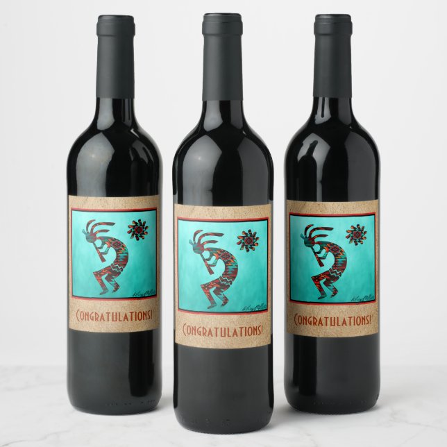 Kokopelli-Weinkarte im Südwesten Weinetikett (Flaschen)