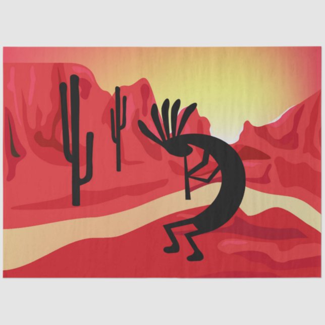Kokopelli Wüste Sunset Southwest Decoupage Seidenpapier (Vorderseite)