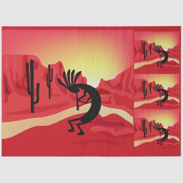 Kokopelli Wüste Sunset Southwest Decoupage Set Seidenpapier (Vorderseite)