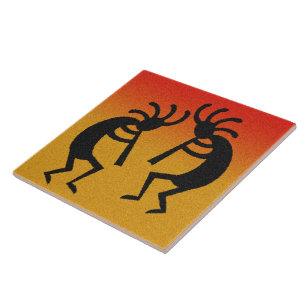 Kokopelli Wüsten-Sonnenuntergang-Südwesten Fliese