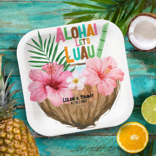 Kokos-Cocktail Tropische Luau-Paareparty Pappteller