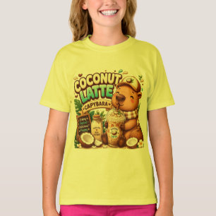 Kokos-Latte Capybara Süßes Kawaii-Capybara-Kaffe T-Shirt