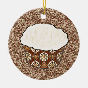 Kokoskuchen, japanischer Swirbeluntergrund Keramik Ornament