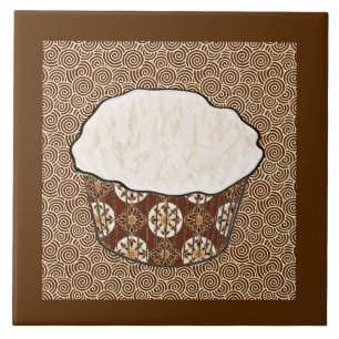 Kokosnuss-Cupcake, japanischer Wirbelhintergrund Fliese