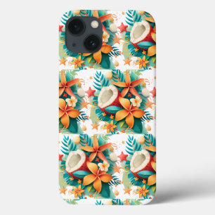 Kokosnuss mit Blume und Muscheln Case-Mate iPhone Hülle