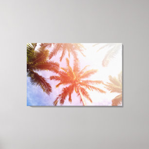 Kokosnuss-Palme mit Sonnenlicht Leinwanddruck