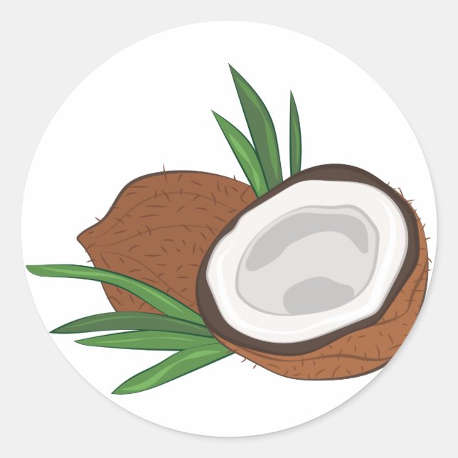 Kokosnuss Runder Aufkleber (Vorderseite)
