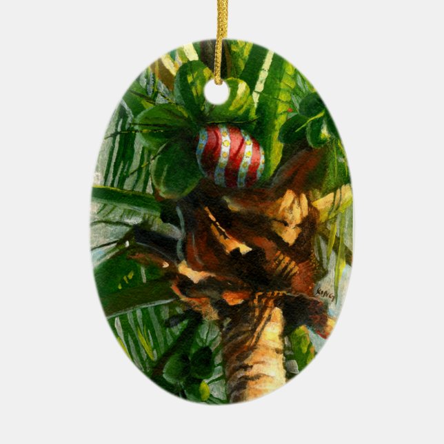 Kokosnuss-Weihnachtsverzierung Keramikornament (Vorne)