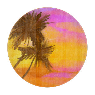 Kokosnussbaum, tropisches Sommer-Thema. Schneidebrett