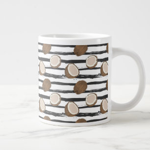 Kokosnüsse auf Grunge Streifen Muster Jumbo-Tasse