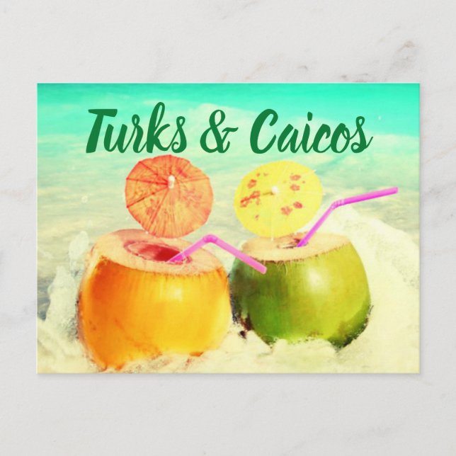 Kokosnüsse aus Turks und Caicos Postkarte (Vorderseite)