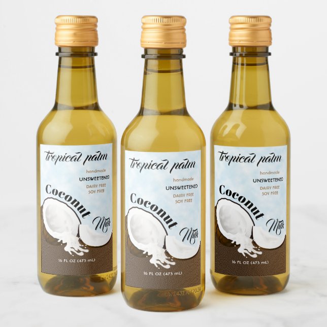 Kokospalme, tropisches Obst Weinetikett (Flaschen)
