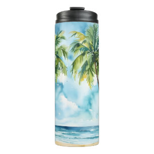 Kokospalmen Aquarellbilder Thermosbecher