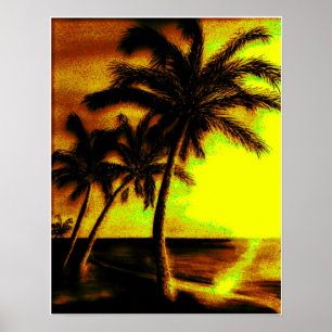 Kokospalmen bei Sonnenuntergang Poster