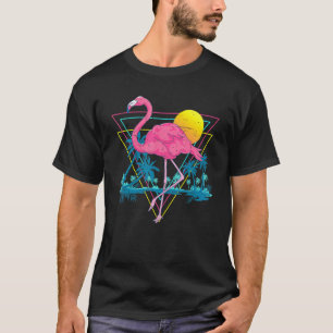 Kokospalmen Rosa Flamingo Sonnenuntergang Tropisch T-Shirt