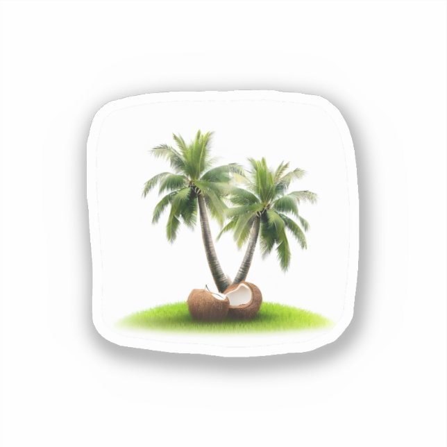 Kokospalmenfrucht Aufkleber (Vorderseite)