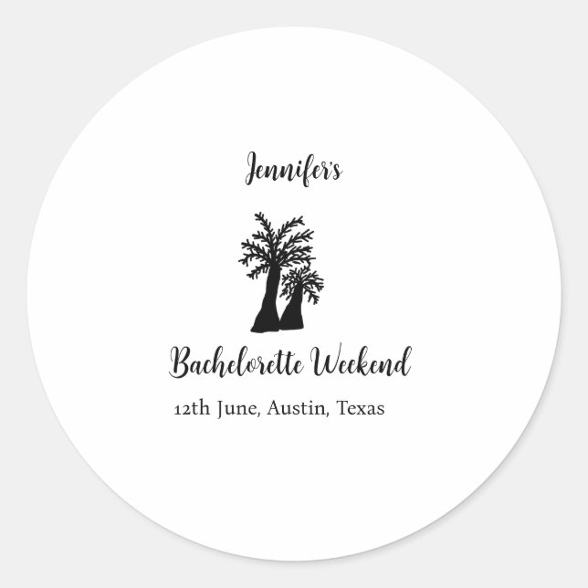 Kokospalmenklub am Wochenende Bachelorette Name Runder Aufkleber (Vorderseite)