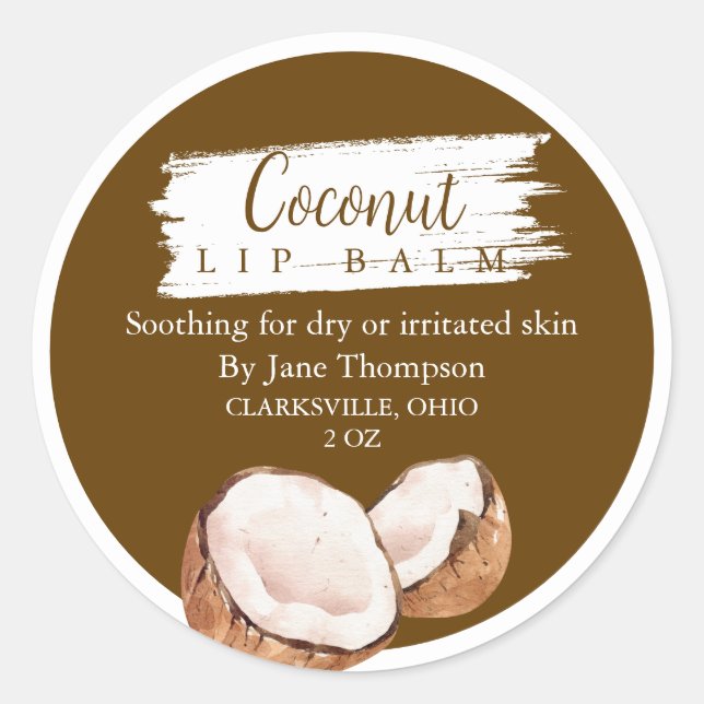 Kokossalbe / Balsam / Seifenetikett Runder Aufkleber (Vorderseite)