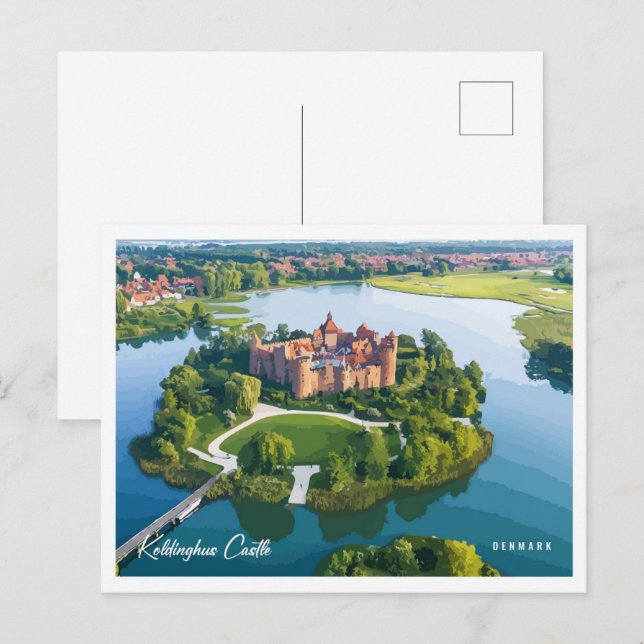 Koldinghus Castle Dänemark Illustration Travel Postkarte (Vorne/Hinten)