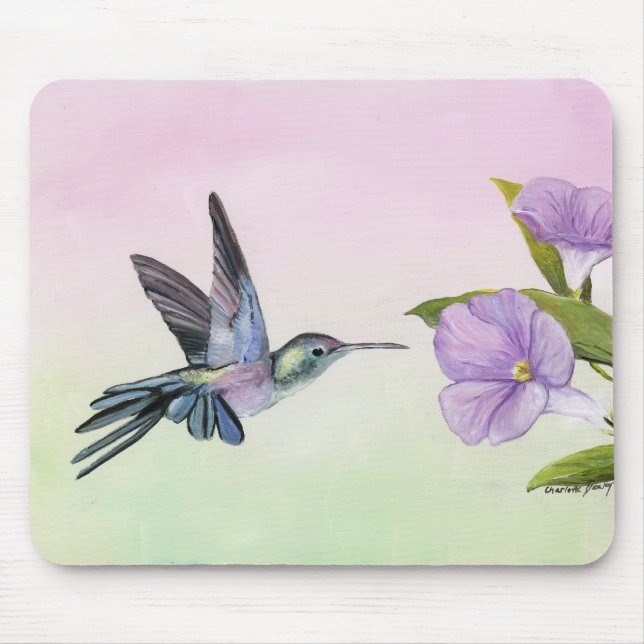 Kolibri an der Winden-Kunst-Mausunterlage Mousepad (Vorne)