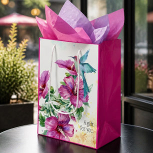 Kolibri-Aquarell-Geschenktasche (Mittel) Mittlere Geschenktüte