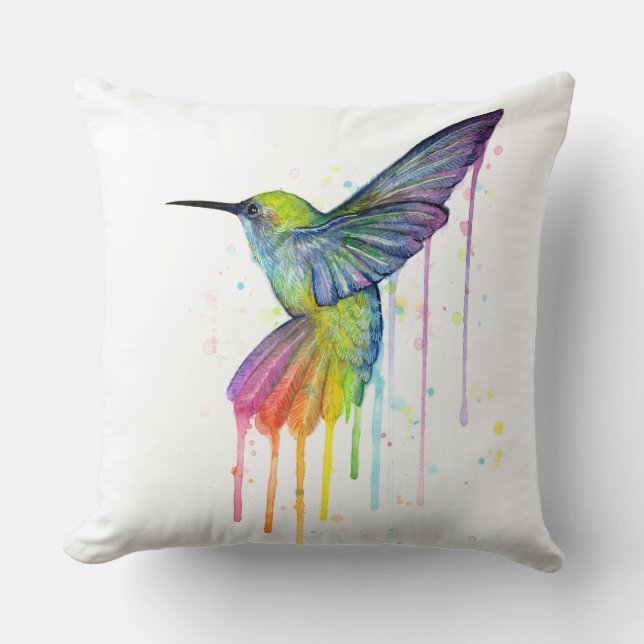 Kolibri-Aquarell-Kunst-Kissen Kissen (Vorderseite)
