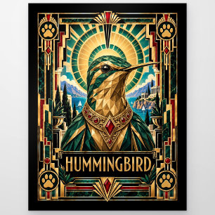 Kolibri, Art Deco Wildlife Postkarte