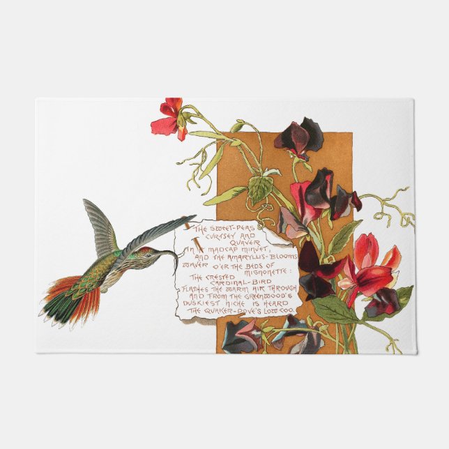 Kolibri-Blumen-Bermuda-Insel-Blumengedicht Fußmatte (Vorderseite)