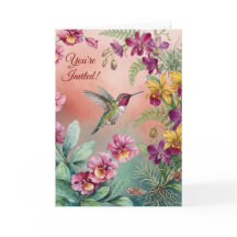 Kolibri-Blumen-Geburtstagsfeier-Einladung