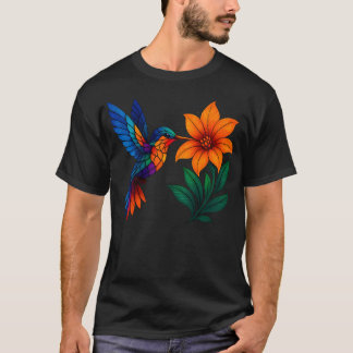 Kolibri-Blumen-Kunst Farbige Natur T-Shirt
