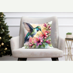Kolibri Blumen Wurfkissen Natur Geschenk Kissen