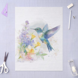 Kolibri Blumenaquarell Seidenpapier