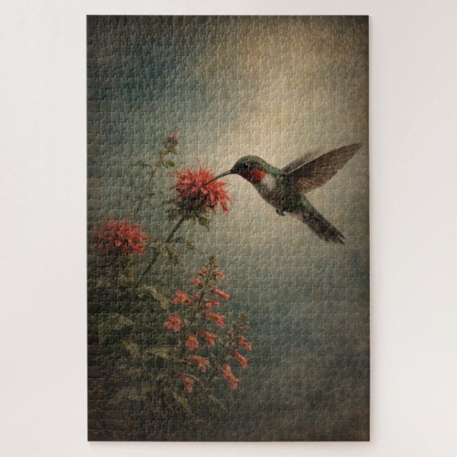 Kolibri-Blüte | Florale Vogelkunst | Puzzle (Vertikal)