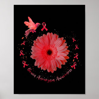 Kolibri-Burgunder-Sonnenblume-Hirnaneurysma-Bewuss Poster
