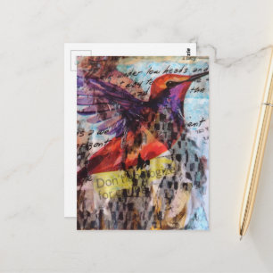 Kolibri entschuldigt sich nicht dafür, Mixed-Media Postkarte