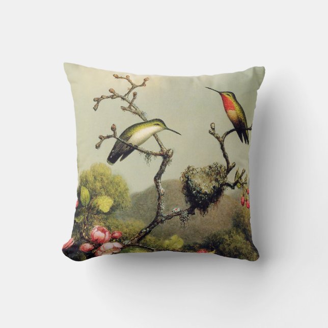 Kolibri-Familien-und Apple-Blüten-Kissen Kissen (Vorderseite)