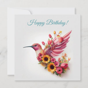 Kolibri fliegt mit Blumen Alles Gute zum Geburtsta Karte