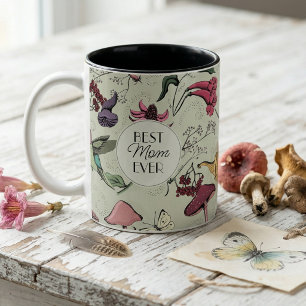 Kolibri Floral Beste Mama Aller Zeiten Zweifarbige Tasse