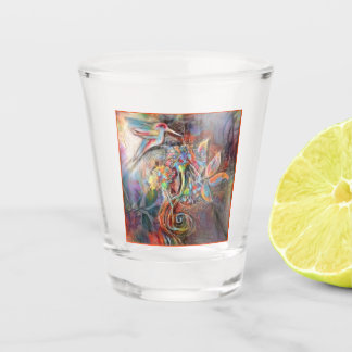 Kolibri-Flug-weiche Pastell-Kunst Schnapsglas