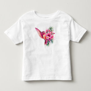 Kolibri-Frangipani PNG-Aquarell-Vogeldesign Kleinkind T-shirt