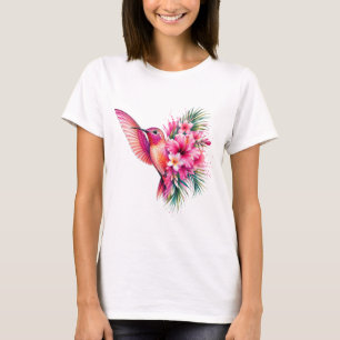 Kolibri Frangipani PNG Aquarell-Vogeldesign T-Shirt