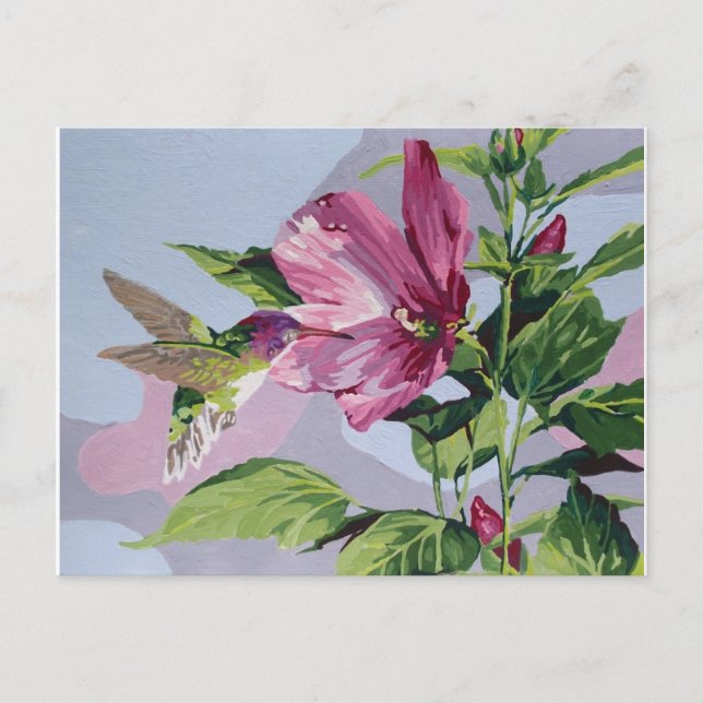 Kolibri handbemalt postkarte (Vorderseite)
