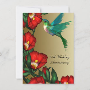 Kolibri Hibiskus Goldene Hochzeit 50. Hochzeitstag Einladung
