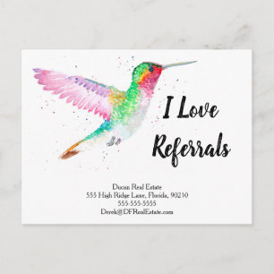 Kolibri Ich liebe Empfehlungs-Immobilienmarketing Postkarte