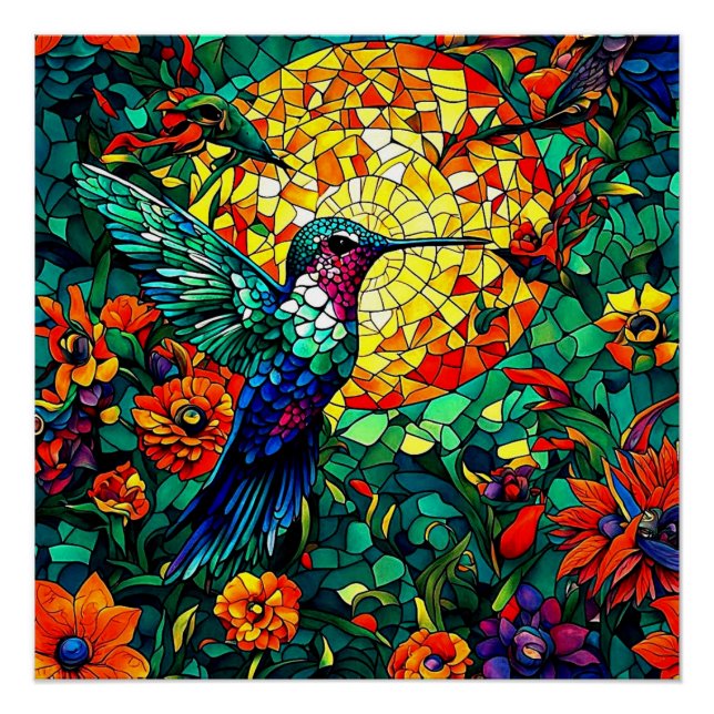Kolibri im Sonnenlicht Poster (Vorderseite)