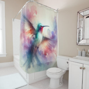Kolibri in Wasserfarben - Eleganz Duschvorhang