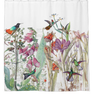 Kolibri-Krokus-Fingerhut-Blumen-Duschvorhang Duschvorhang